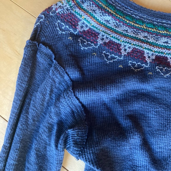 Free People Fair Isle Embroidered Henley - Picture 4 of 7